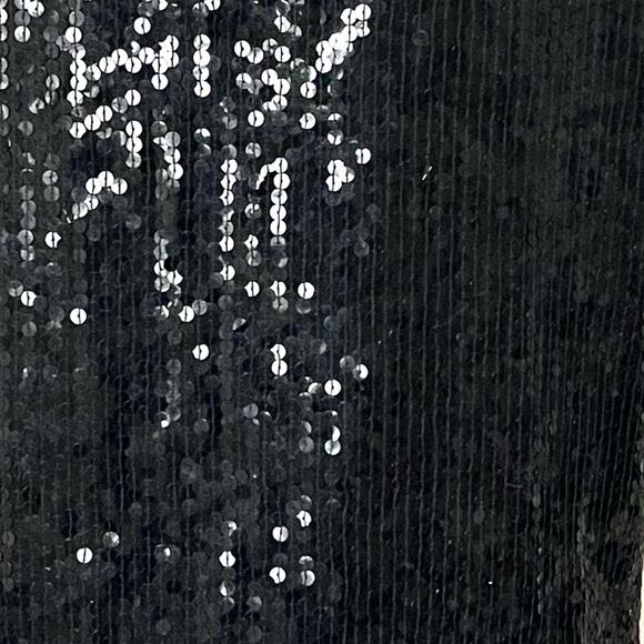NWT - VINTAGE - 100% silk women Glam Boho black sequins short sleeves top MEDIUM - Picture 10 of 14